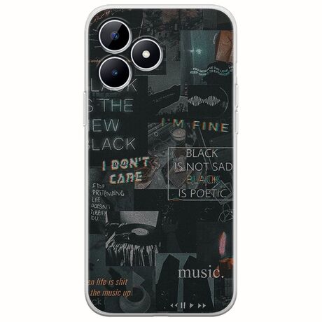 Aesthetic Black Realme Note 50 Flexible TPU (Διάφανη Σιλικόνη)