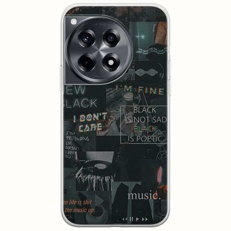 Aesthetic Black OnePlus 12R 5G Flexible TPU (Διάφανη Σιλικόνη)