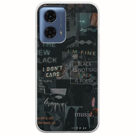 Aesthetic Black Motorola Moto G24 Flexible TPU (Διάφανη Σιλικόνη)