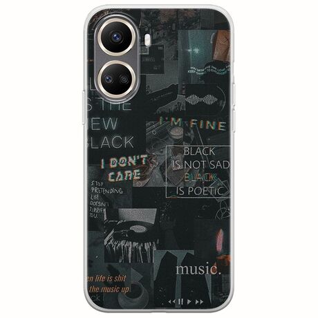 Aesthetic Black Huawei Nova 10 SE Flexible TPU (Διάφανη Σιλικόνη)