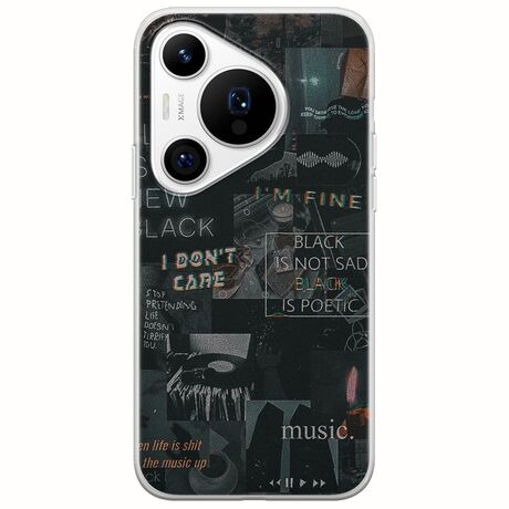 Aesthetic Black Huawei Pura 70 Pro Flexible TPU (Διάφανη Σιλικόνη)