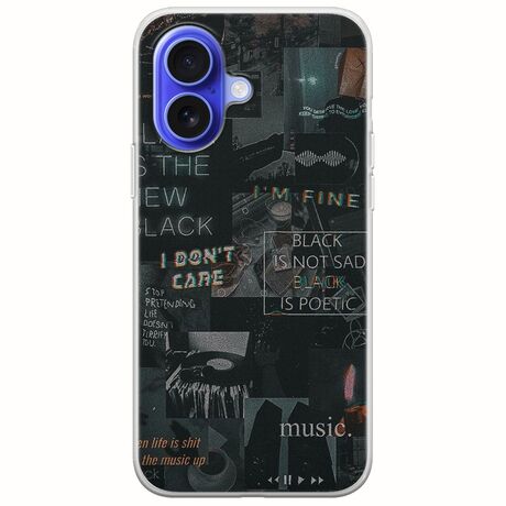Aesthetic Black iPhone 16 Flexible TPU (Διάφανη Σιλικόνη)