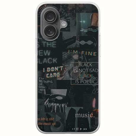 Aesthetic Black iPhone 16 Plus Flexible TPU (Διάφανη Σιλικόνη)