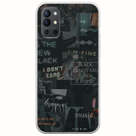 Aesthetic Black OnePlus 9R 5G Flexible TPU (Διάφανη Σιλικόνη)