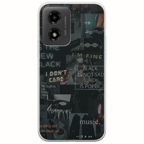 Aesthetic Black Motorola Moto G04 Flexible TPU (Διάφανη Σιλικόνη)
