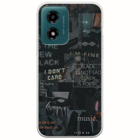Aesthetic Black Motorola Moto G04s Flexible TPU (Διάφανη Σιλικόνη)