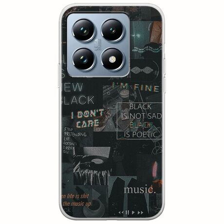 Aesthetic Black Xiaomi 14T Pro 5G Flexible TPU (Διάφανη Σιλικόνη)