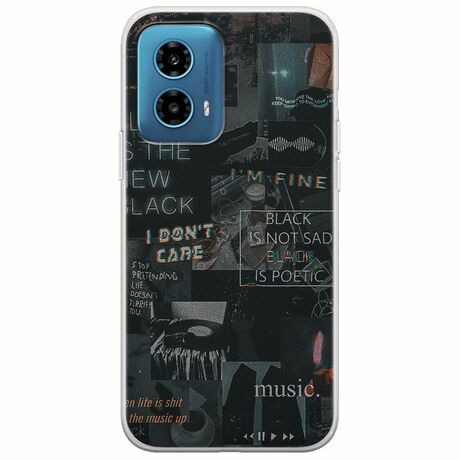 Aesthetic Black Motorola Moto G34 5G Flexible TPU (Διάφανη Σιλικόνη)