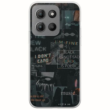 Aesthetic Black Motorola Moto G15 Flexible TPU (Διάφανη Σιλικόνη)