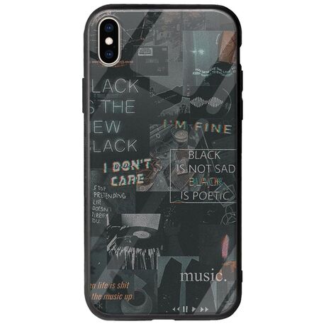 Aesthetic Black iPhone X / XS Groove TPU (Tempered Glass και TPU)