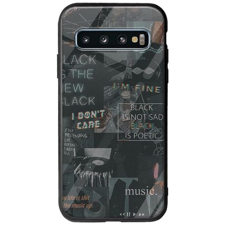 Aesthetic Black Samsung Galaxy S10 Plus Groove TPU (Tempered Glass και TPU)