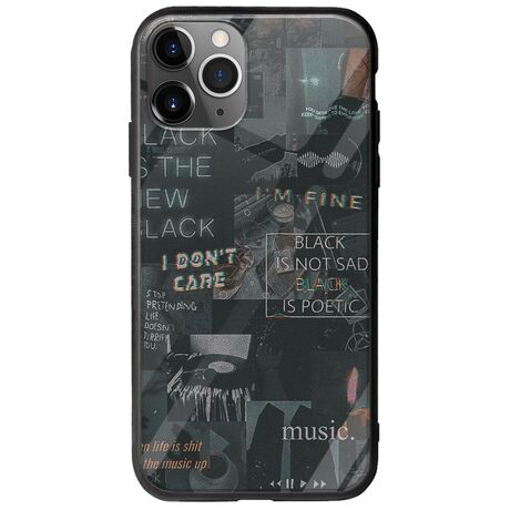 Aesthetic Black iPhone 11 Pro Max Groove TPU (Tempered Glass και TPU)