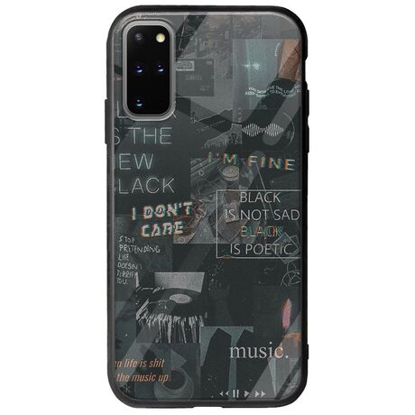 Aesthetic Black Samsung Galaxy S20 Plus Groove TPU (Tempered Glass και TPU)