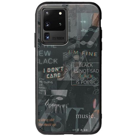 Aesthetic Black Samsung Galaxy S20 Ultra Groove TPU (Tempered Glass και TPU)