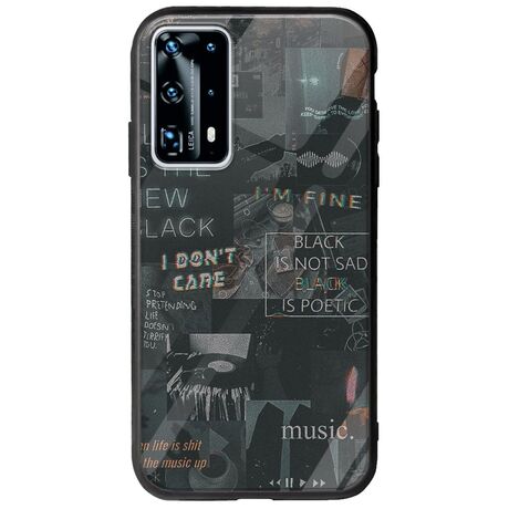Aesthetic Black Huawei P40 Groove TPU (Tempered Glass και TPU)