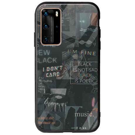 Aesthetic Black Huawei P40 Pro Groove TPU (Tempered Glass και TPU)
