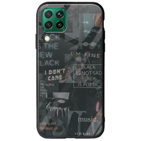 Aesthetic Black Huawei P40 Lite Groove TPU (Tempered Glass και TPU)