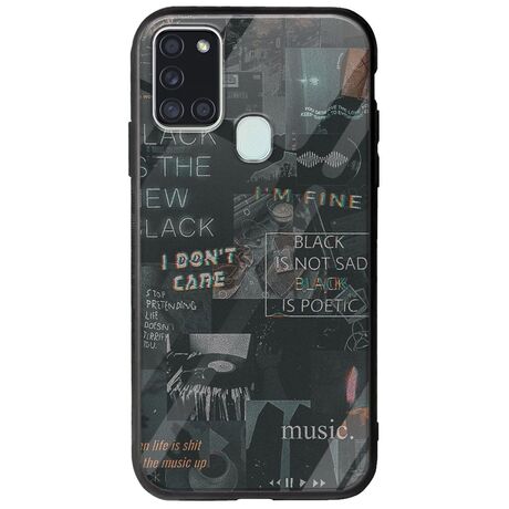 Aesthetic Black Samsung Galaxy A21s Groove TPU (Tempered Glass και TPU)