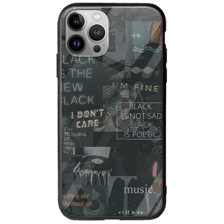 Aesthetic Black iPhone 12 Pro Max Groove TPU (Tempered Glass και TPU)