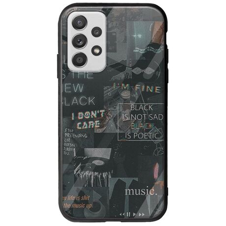 Aesthetic Black Samsung Galaxy A32 5G Groove TPU (Tempered Glass και TPU)