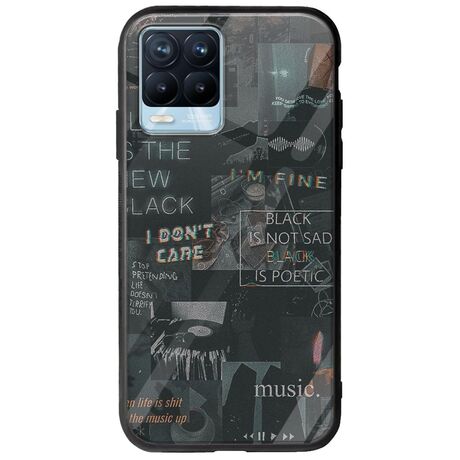 Aesthetic Black Realme 8 / 8 Pro Groove TPU (Tempered Glass και TPU)