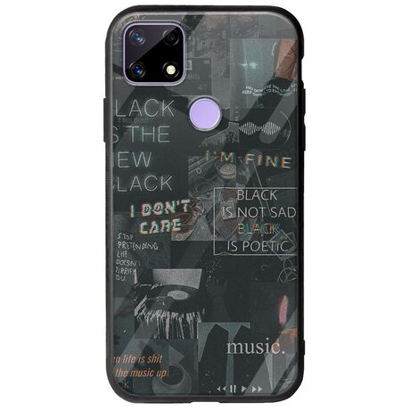 Aesthetic Black Realme C21 Groove TPU (Tempered Glass και TPU)