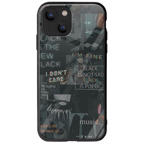 Aesthetic Black iPhone 13  Groove TPU (Tempered Glass και TPU)
