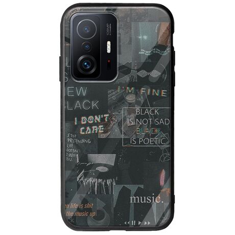 Aesthetic Black Xiaomi 11T / 11T Pro Groove TPU (Tempered Glass και TPU)