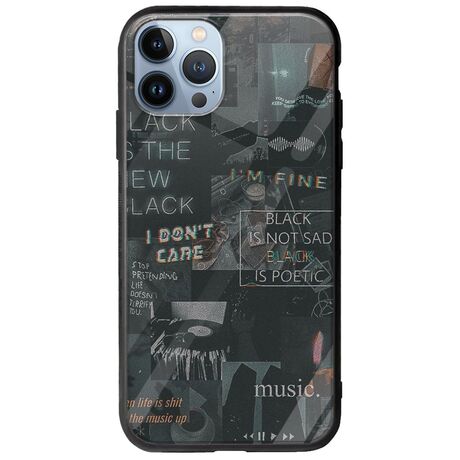 Aesthetic Black iPhone 12 Pro Groove TPU (Tempered Glass και TPU)