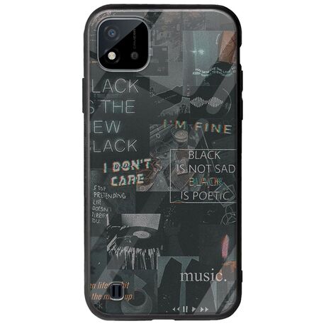 Aesthetic Black Realme C11 2021 Groove TPU (Tempered Glass και TPU)