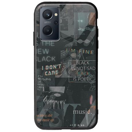 Aesthetic Black Realme 9i Groove TPU (Tempered Glass και TPU)