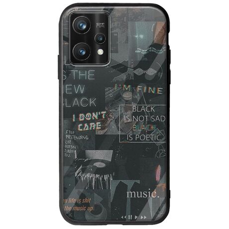 Aesthetic Black Realme 9 Pro Plus Groove TPU (Tempered Glass και TPU)