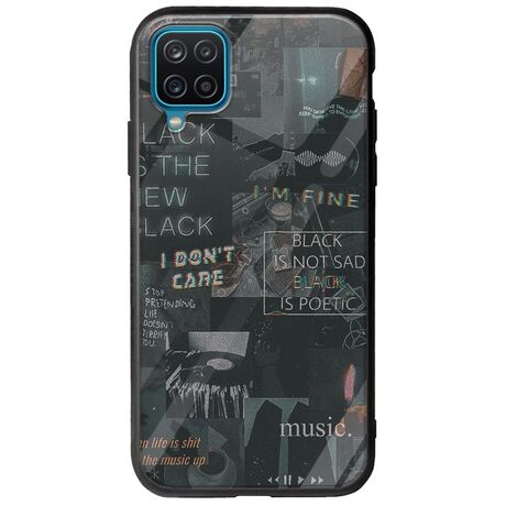 Aesthetic Black Samsung Galaxy M12 Groove TPU (Tempered Glass και TPU)