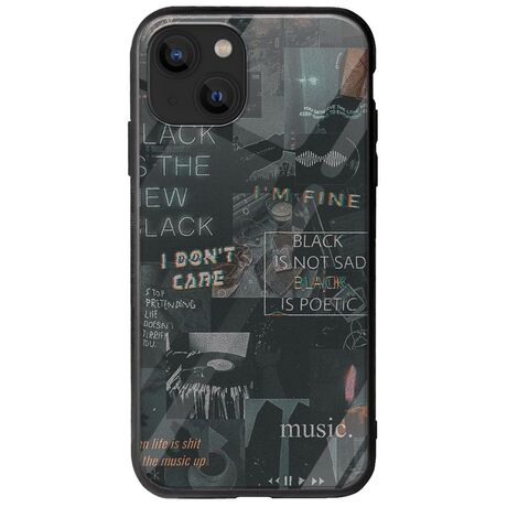 Aesthetic Black iPhone 14 Plus Groove TPU (Tempered Glass και TPU)