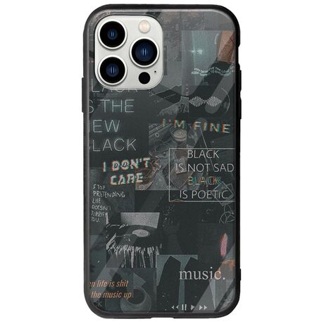 Aesthetic Black iPhone 14 Pro Groove TPU (Tempered Glass και TPU)