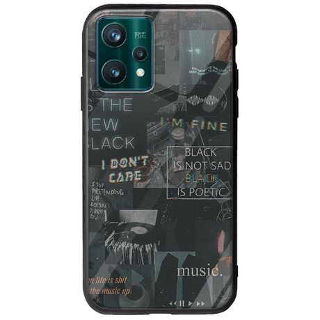 Aesthetic Black Realme 9 5G Groove TPU (Tempered Glass και TPU)