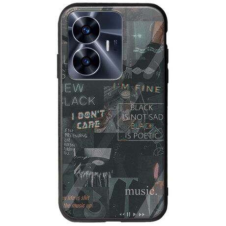 Aesthetic Black Realme C55 Groove TPU (Tempered Glass και TPU)