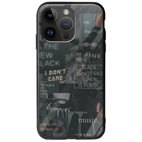 Aesthetic Black iPhone 15 Pro Max Groove TPU (Tempered Glass και TPU)
