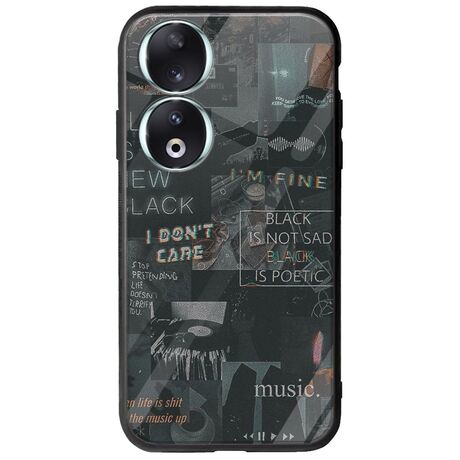 Aesthetic Black Honor 90 5G Groove TPU (Tempered Glass και TPU)