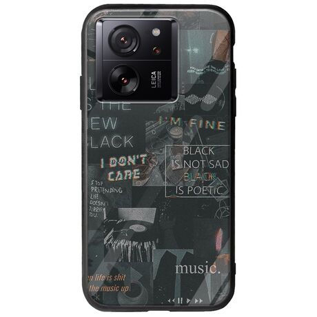Aesthetic Black Xiaomi 13T Pro 5G Groove TPU (Tempered Glass και TPU)
