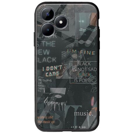 Aesthetic Black Realme C51 Groove TPU (Tempered Glass και TPU)