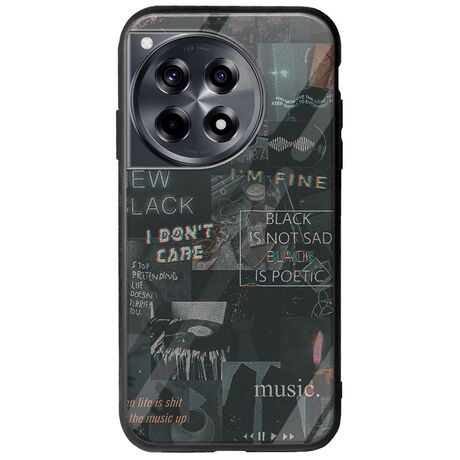 Aesthetic Black OnePlus 12 5G Groove TPU (Tempered Glass και TPU)