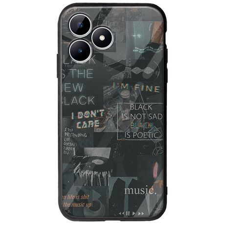 Aesthetic Black Realme Note 50 Groove TPU (Tempered Glass και TPU)