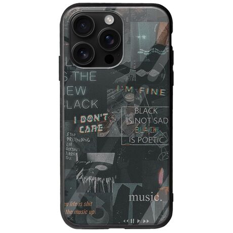 Aesthetic Black iPhone 16 Pro Max Groove TPU (Tempered Glass και TPU)