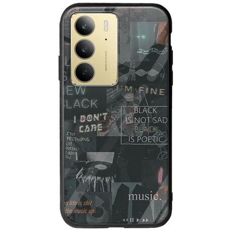 Aesthetic Black Realme C75 4G Groove TPU (Tempered Glass και TPU)