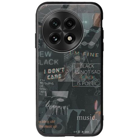 Aesthetic Black OnePlus 13 5G Groove TPU (Tempered Glass και TPU)