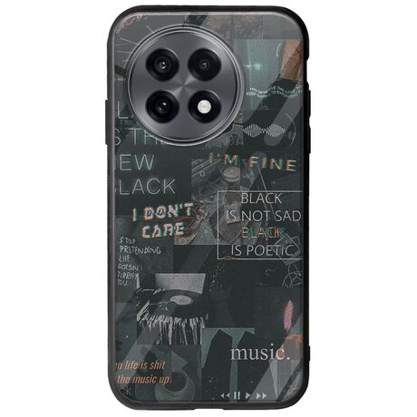 Aesthetic Black OnePlus 13R 5G Groove TPU (Tempered Glass και TPU)