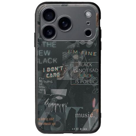 Aesthetic Black iPhone 17 Pro Groove TPU (Tempered Glass και TPU)