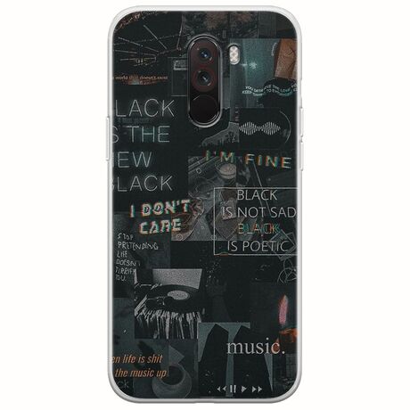 Aesthetic Black Xiaomi Pocophone F1 Flexible TPU (Διάφανη Σιλικόνη)
