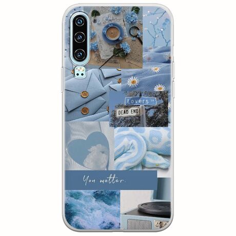 Aesthetic Blue Huawei P30 Flexible TPU (Διάφανη Σιλικόνη)